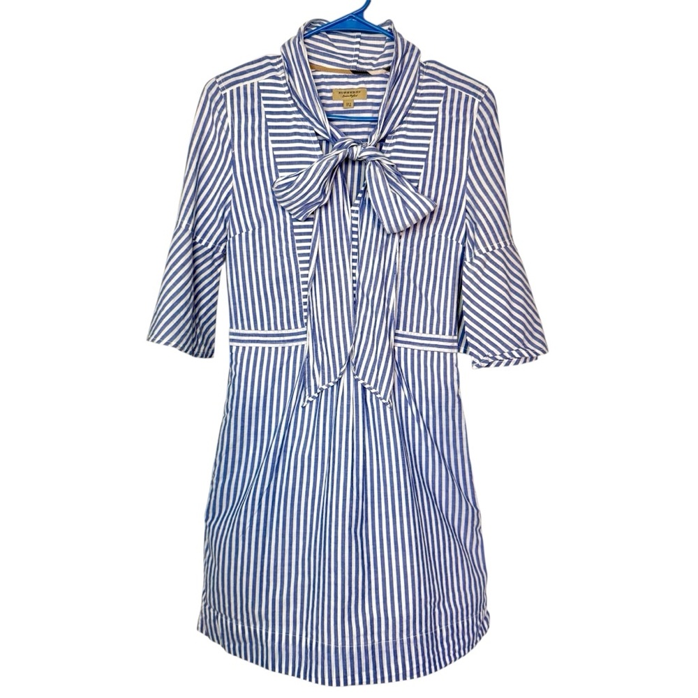 Burberry Blue & White Striped Cotton Dress – Size 4 (US)